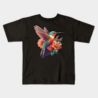 Hummingbird and Flowers Kids T-Shirt